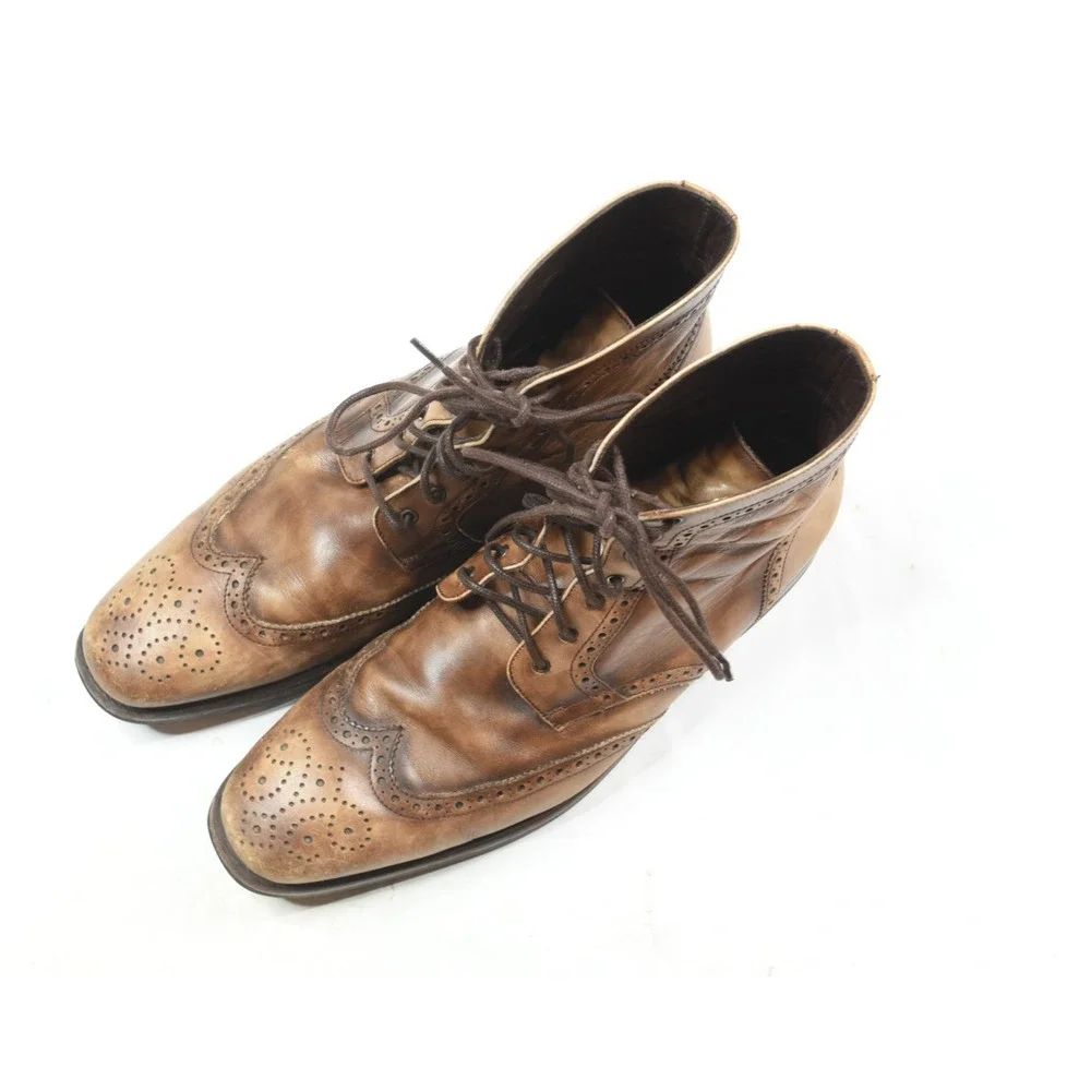 Thursday Boot Co Wingtip Boots Mens 9.5 Brown Leather Burnished Lace-Up